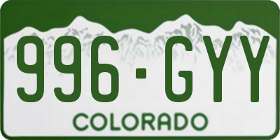 CO license plate 996GYY
