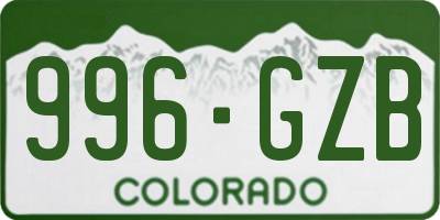 CO license plate 996GZB