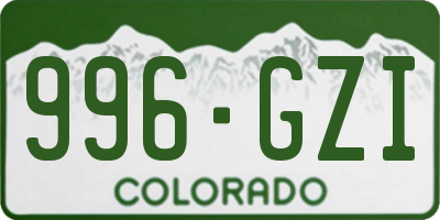 CO license plate 996GZI