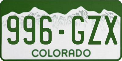 CO license plate 996GZX