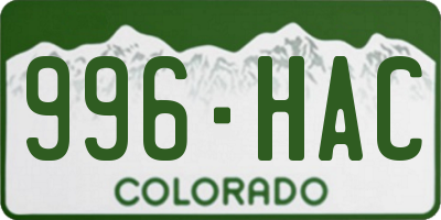 CO license plate 996HAC