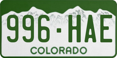 CO license plate 996HAE