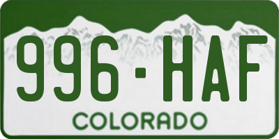 CO license plate 996HAF