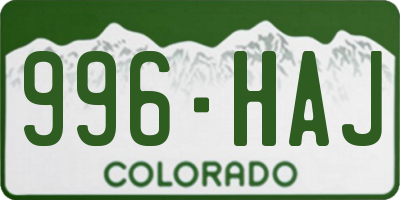 CO license plate 996HAJ