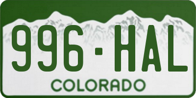 CO license plate 996HAL