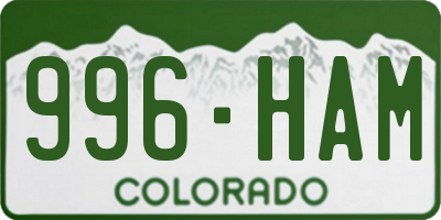 CO license plate 996HAM