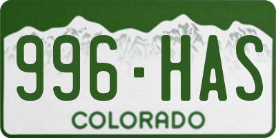 CO license plate 996HAS