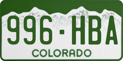 CO license plate 996HBA