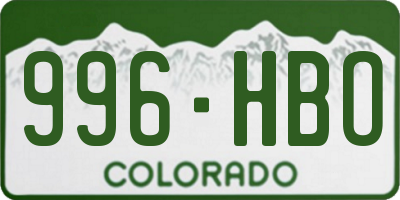 CO license plate 996HBO