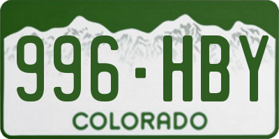 CO license plate 996HBY