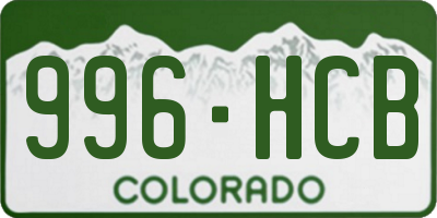 CO license plate 996HCB