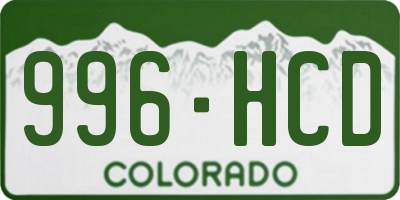 CO license plate 996HCD