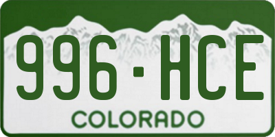 CO license plate 996HCE