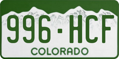 CO license plate 996HCF