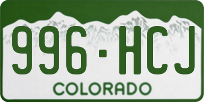 CO license plate 996HCJ