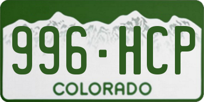 CO license plate 996HCP
