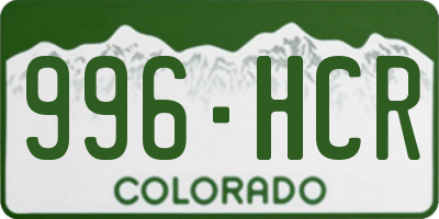 CO license plate 996HCR