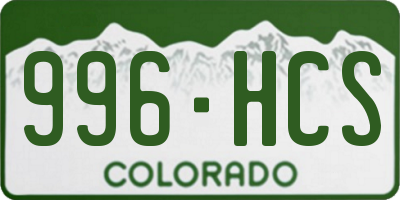 CO license plate 996HCS