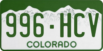 CO license plate 996HCV