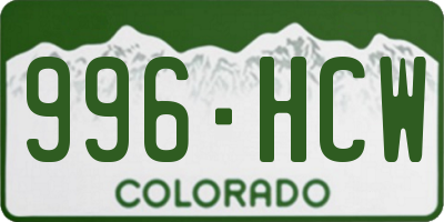 CO license plate 996HCW
