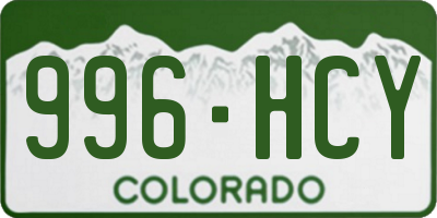 CO license plate 996HCY