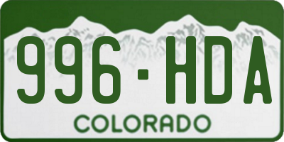 CO license plate 996HDA