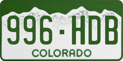 CO license plate 996HDB