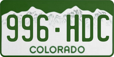 CO license plate 996HDC