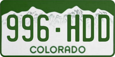 CO license plate 996HDD