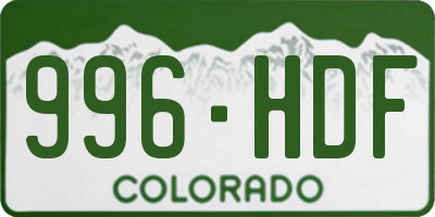 CO license plate 996HDF