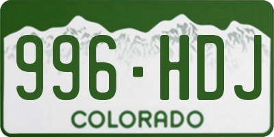 CO license plate 996HDJ