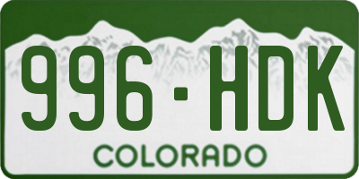 CO license plate 996HDK