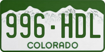 CO license plate 996HDL