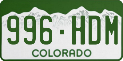 CO license plate 996HDM