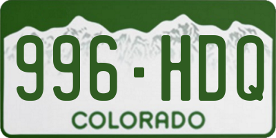 CO license plate 996HDQ