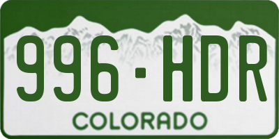 CO license plate 996HDR