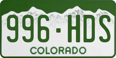 CO license plate 996HDS
