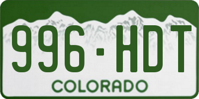 CO license plate 996HDT