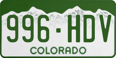 CO license plate 996HDV