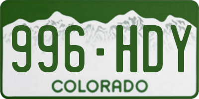 CO license plate 996HDY