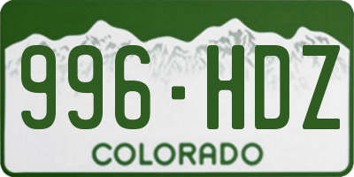 CO license plate 996HDZ