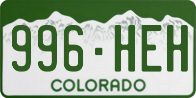 CO license plate 996HEH
