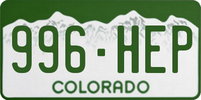 CO license plate 996HEP
