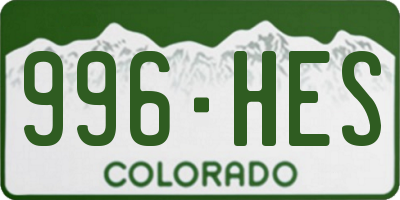 CO license plate 996HES
