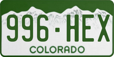 CO license plate 996HEX
