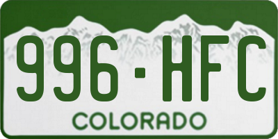CO license plate 996HFC