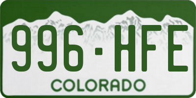 CO license plate 996HFE