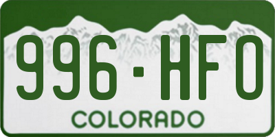 CO license plate 996HFO