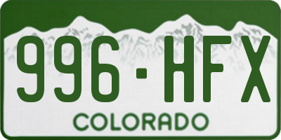 CO license plate 996HFX