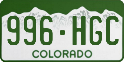 CO license plate 996HGC